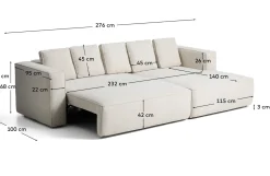 Kave Home Slaapbank Marela Chaise Longue Rechts Chenille Beige 276cm