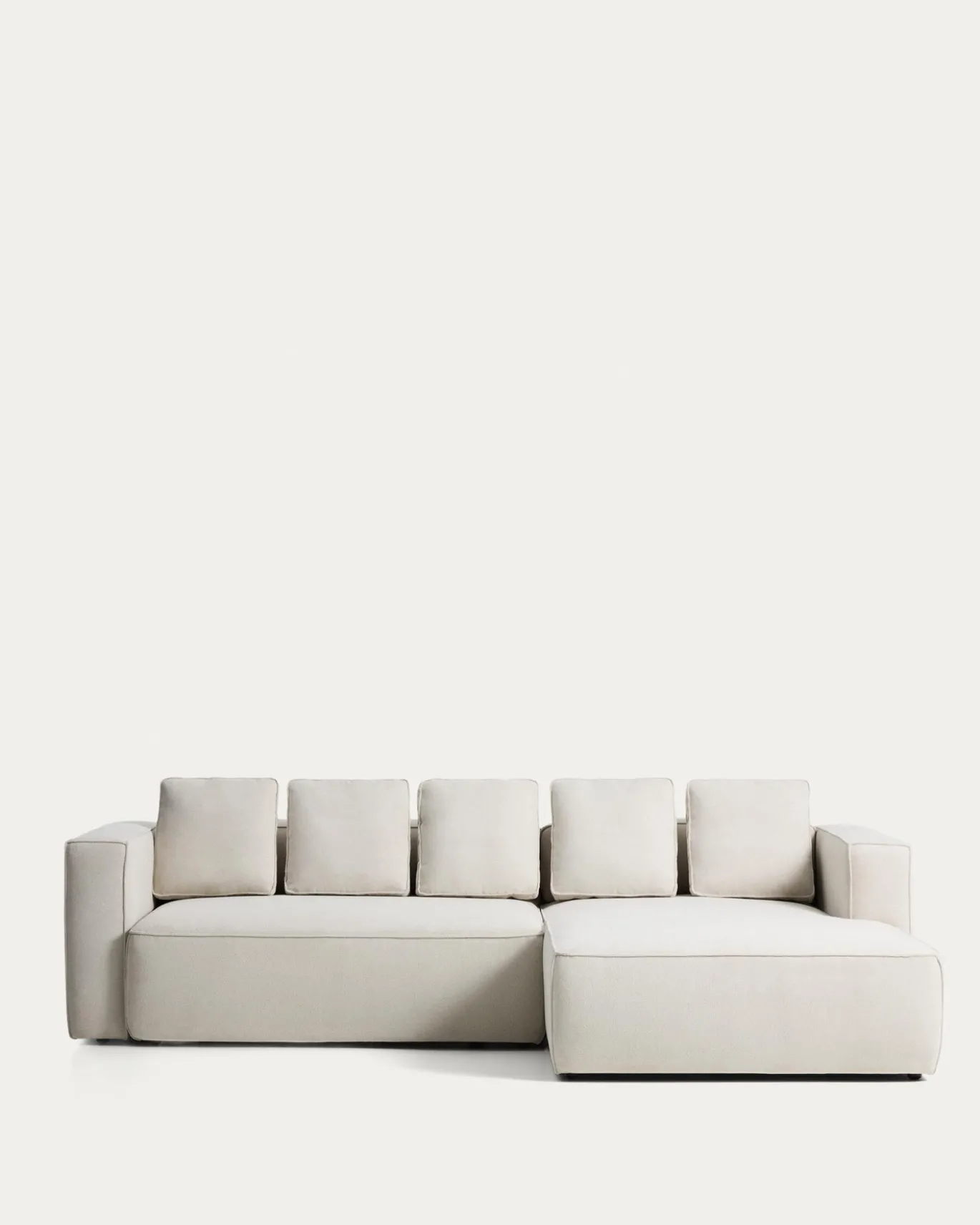 Kave Home Slaapbank Marela Chaise Longue Rechts Chenille Beige 276cm