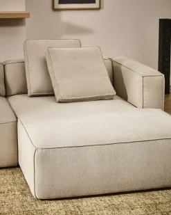 Kave Home Slaapbank Marela Chaise Longue Rechts Chenille Beige 276cm