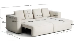 Kave Home Slaapbank Marela Chaise Longue Rechts Chenille Beige 236cm