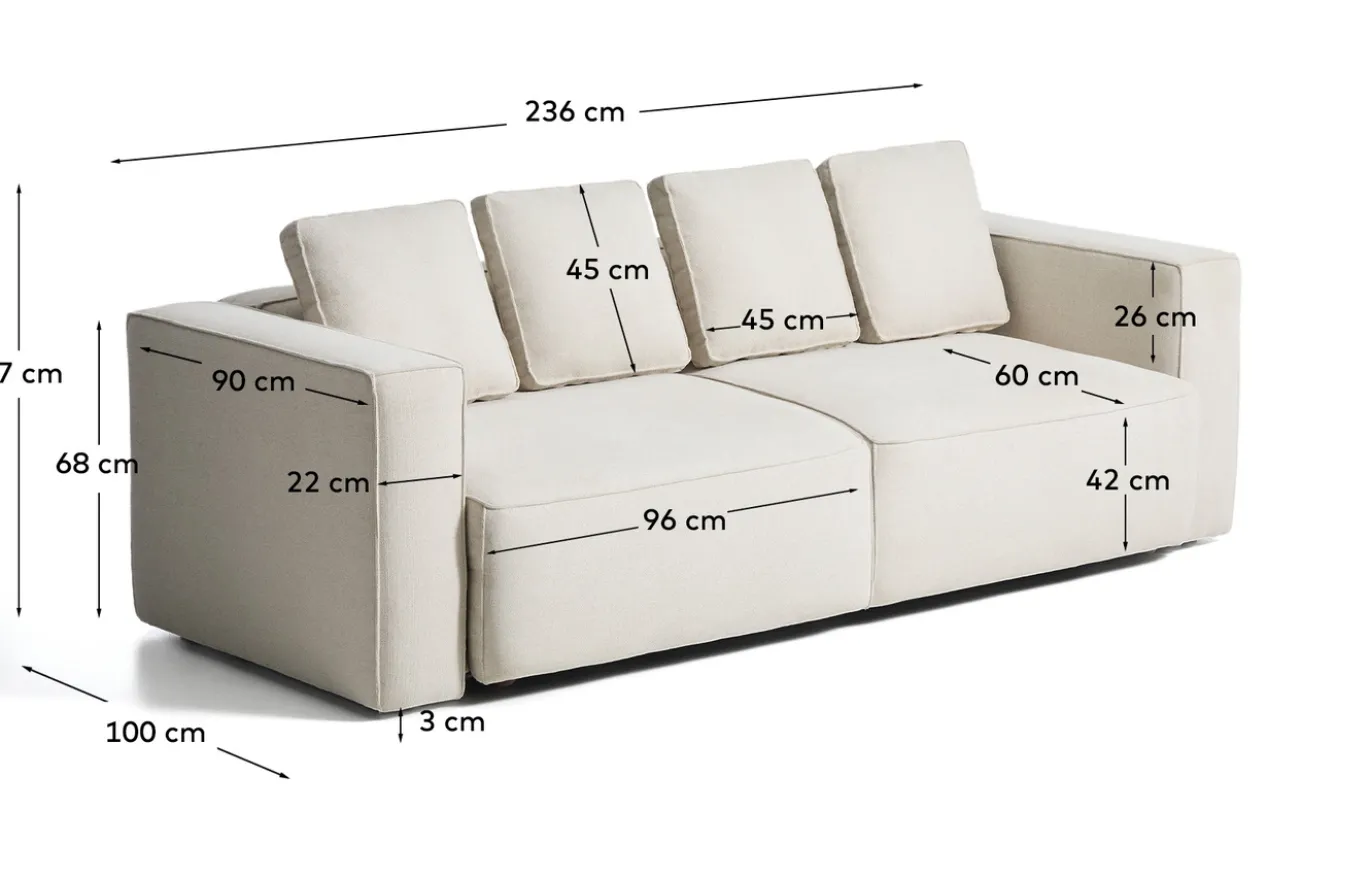 Kave Home Slaapbank Marela Chenille Beige 236cm