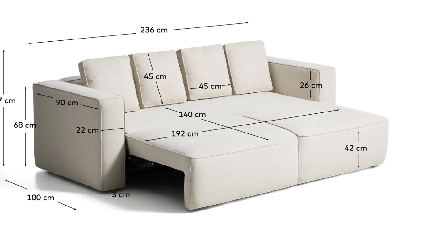 Kave Home Slaapbank Marela Chenille Beige 236cm