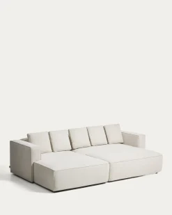 Kave Home Slaapbank Marela Chaise Longue Links Chenille Beige 276cm