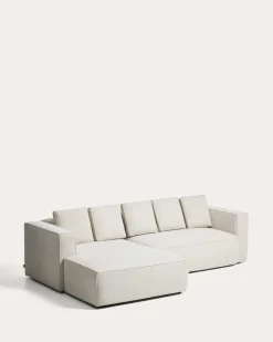 Kave Home Slaapbank Marela Chaise Longue Links Chenille Beige 276cm