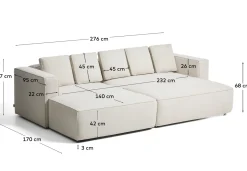 Kave Home Slaapbank Marela Chaise Longue Links Chenille Beige 276cm