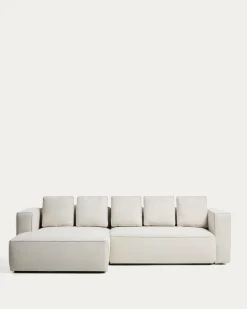 Kave Home Slaapbank Marela Chaise Longue Links Chenille Beige 276cm