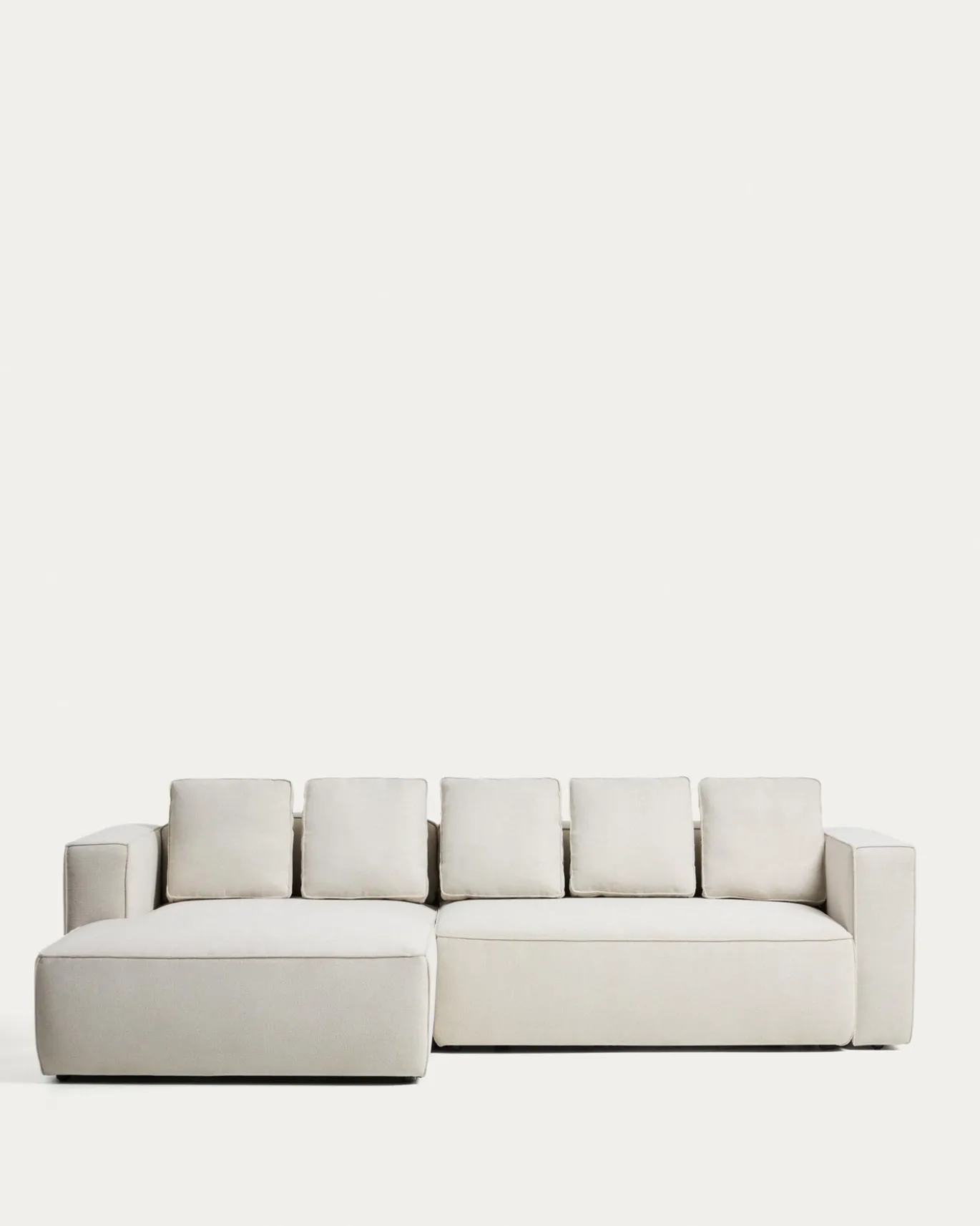 Kave Home Slaapbank Marela Chaise Longue Links Chenille Beige 276cm