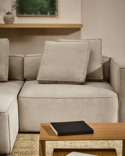 Kave Home Slaapbank Marela Chaise Longue Links Chenille Beige 236cm
