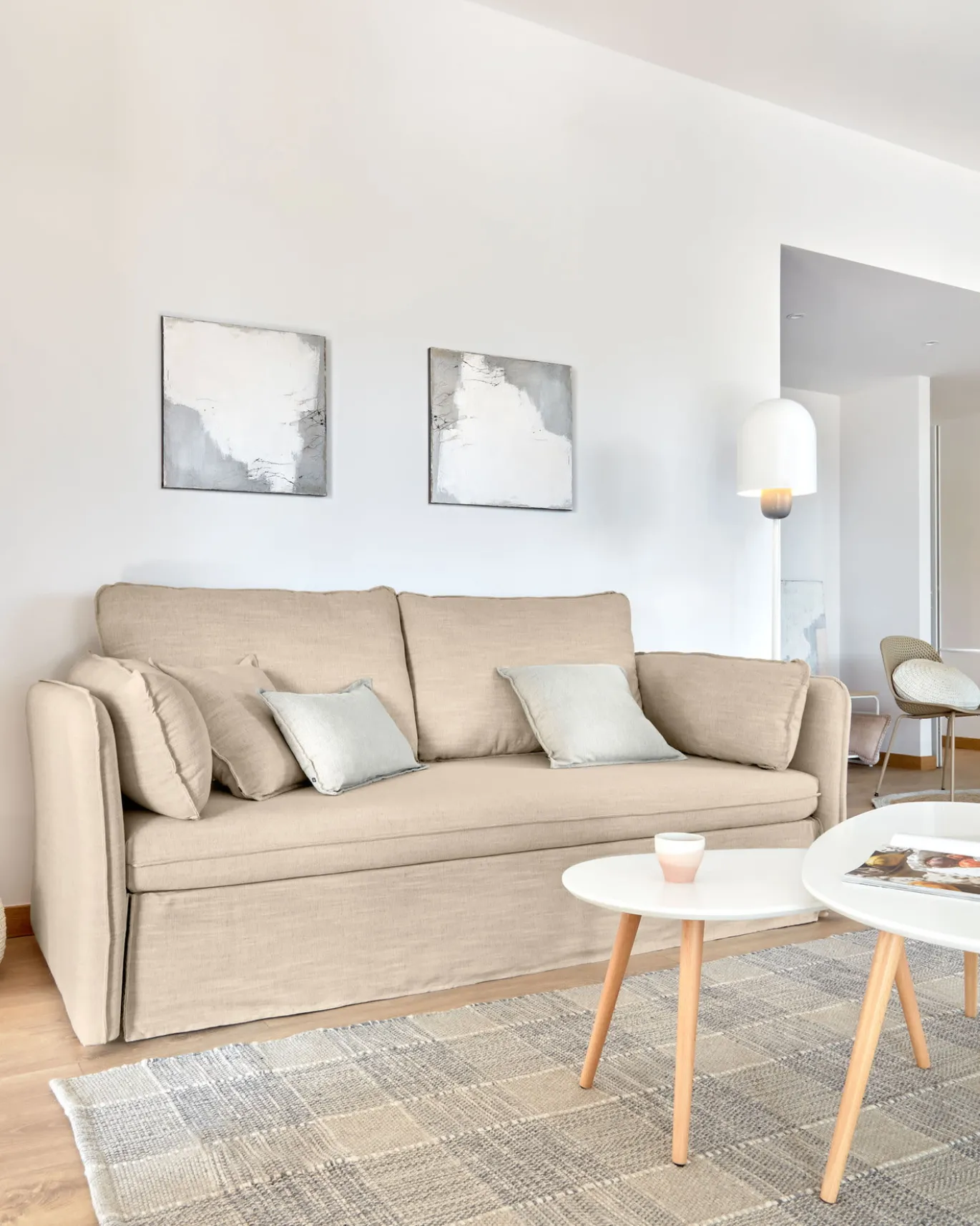Kave Home Slaapbank Tanit Beige Massief Beukenhout 210cm