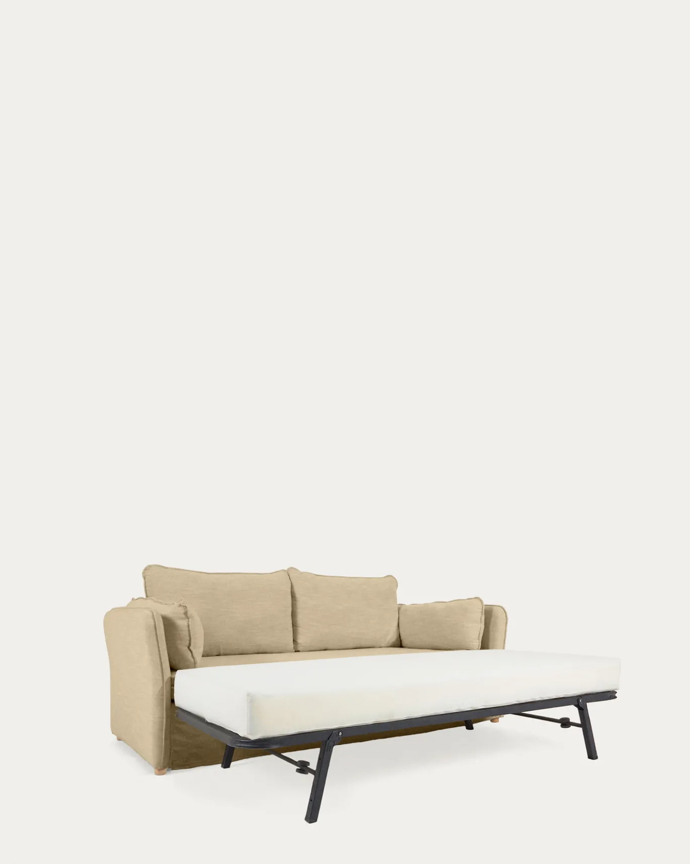 Kave Home Slaapbank Tanit Beige Massief Beukenhout 210cm