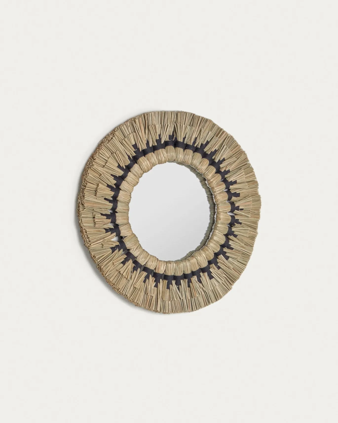 Kave Home Spiegel Akila Rond Katoen En Touw Groen/zwart Ø40cm