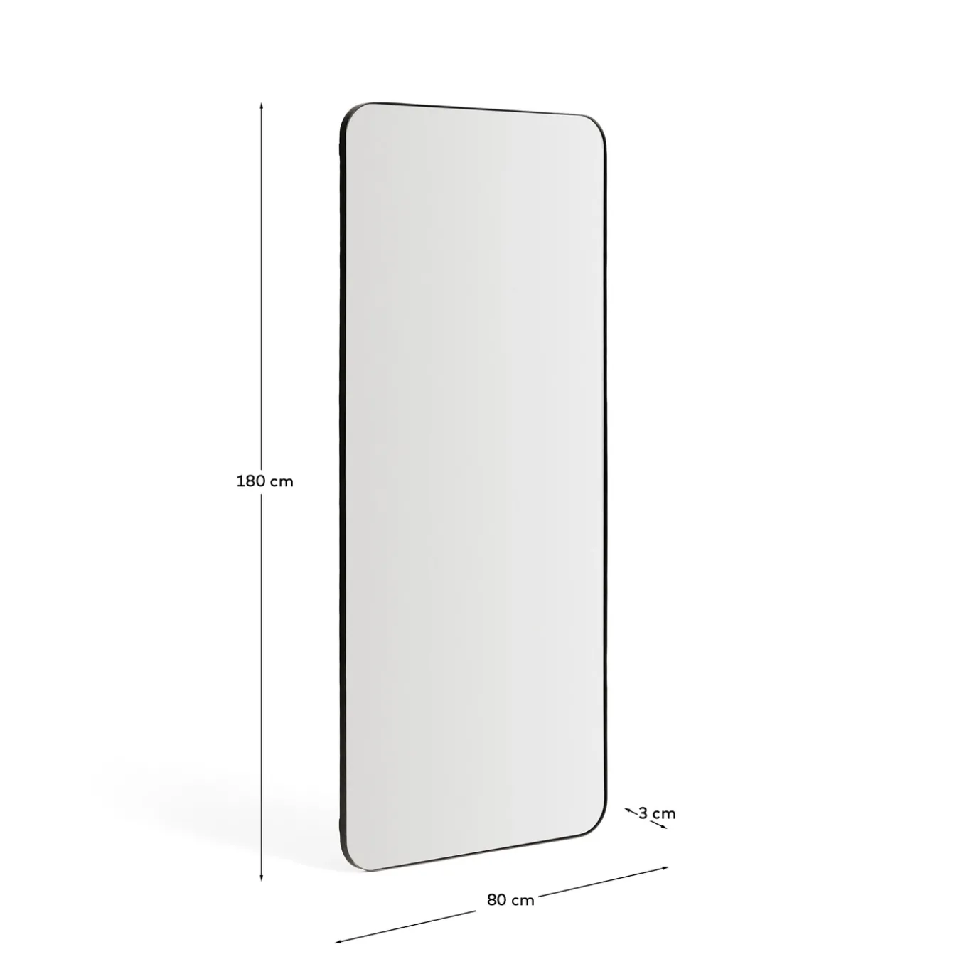 Kave Home Spiegel Marco Zwart Metaal 80x180cm