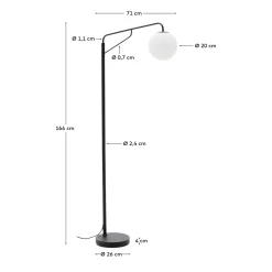 Kave Home Staande Lamp Eilo Zwart Staal en Gepolijst Glas