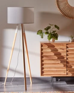 Kave Home Staande Lamp Iguazu Wit en Hout
