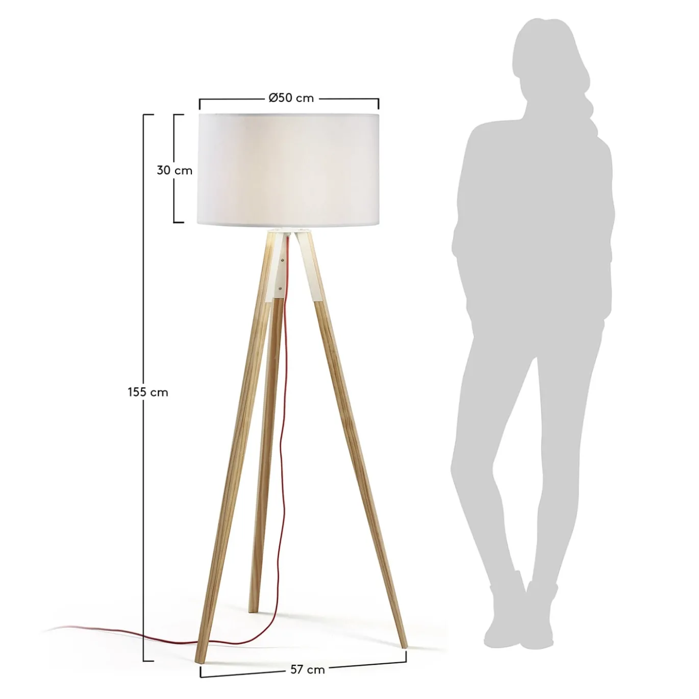 Kave Home Staande Lamp Iguazu Wit en Hout