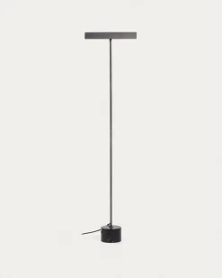 Kave Home Staande Lamp Lynor Geborsteld Metaal met Zwart Marmer