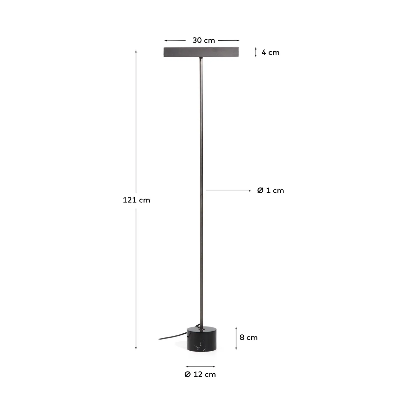 Kave Home Staande Lamp Lynor Geborsteld Metaal met Zwart Marmer