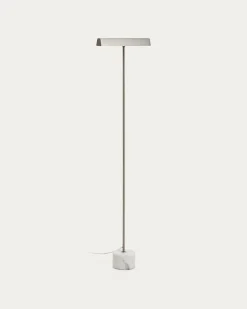 Kave Home Staande Lamp Lynor Geborsteld Metaal met Wit Marmer