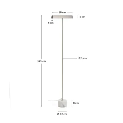 Kave Home Staande Lamp Lynor Geborsteld Metaal met Wit Marmer