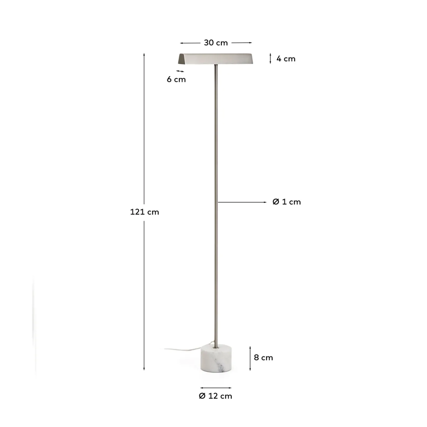 Kave Home Staande Lamp Lynor Geborsteld Metaal met Wit Marmer