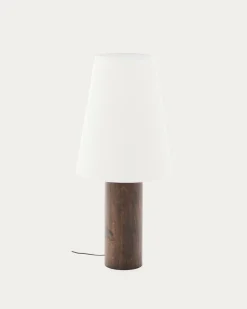 Kave Home Staande Lamp Marga Rubberhout Beige/Walnoot