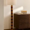 Kave Home Staande Lamp Mavran Keramiek Bruin en Mosterdgeel Katoen