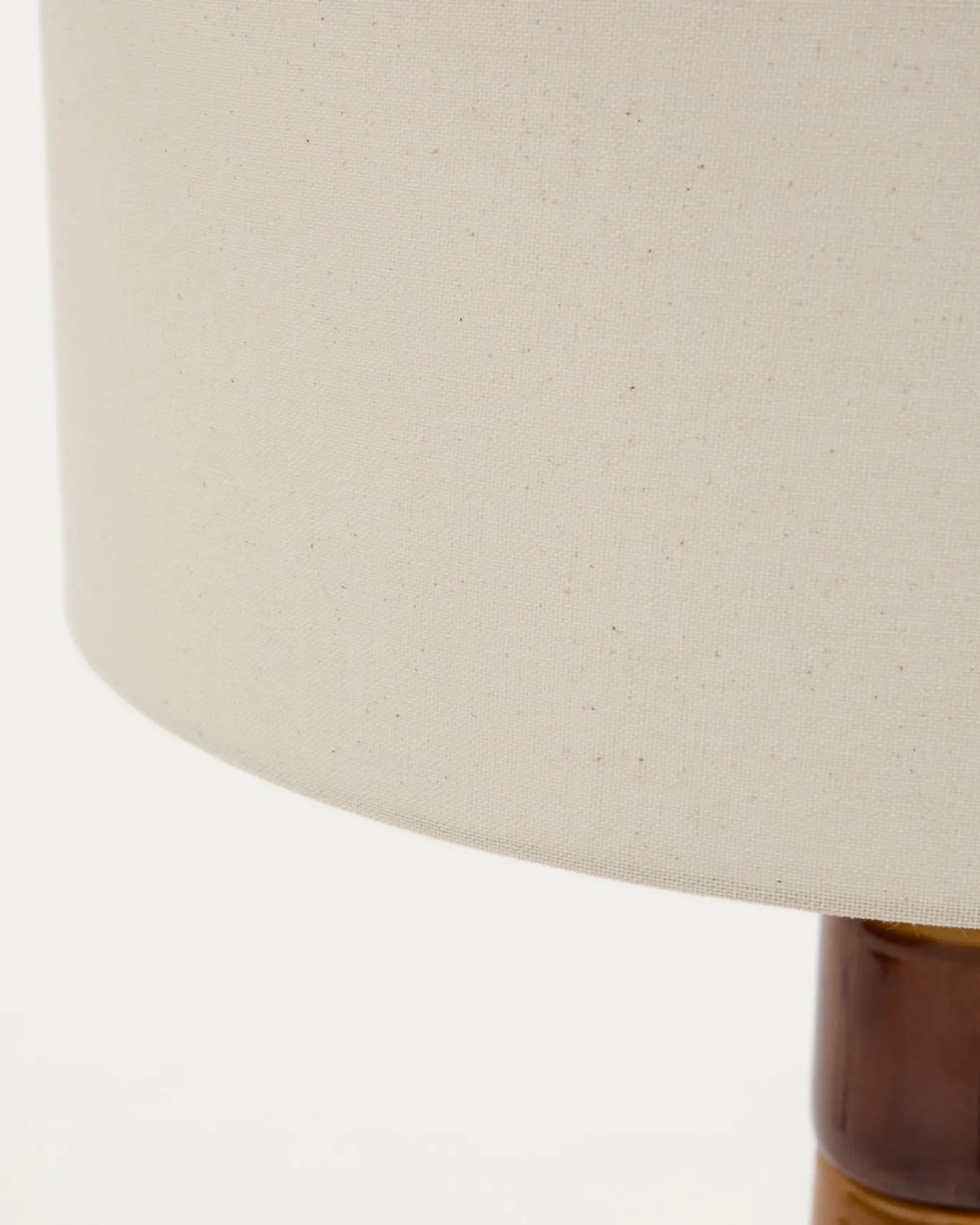 Kave Home Staande Lamp Mavran Keramiek Bruin en Mosterdgeel Katoen