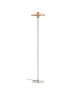 Kave Home Staande Lamp Nuvira Lichtgrijs Geborsteld Metaal met Oranje Lampenkap