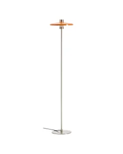 Kave Home Staande Lamp Nuvira Lichtgrijs Geborsteld Metaal met Oranje Lampenkap