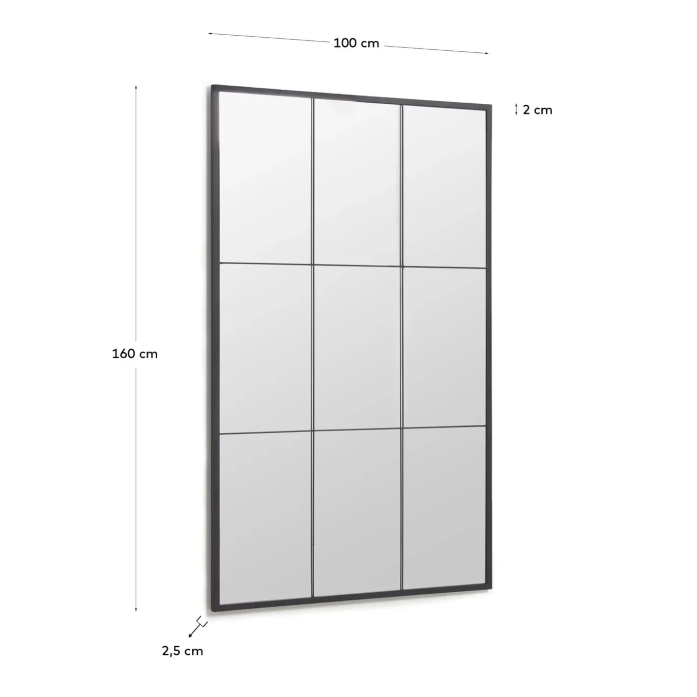 Kave Home Staande Spiegel Ulrica Zwart Metaal 100x160cm