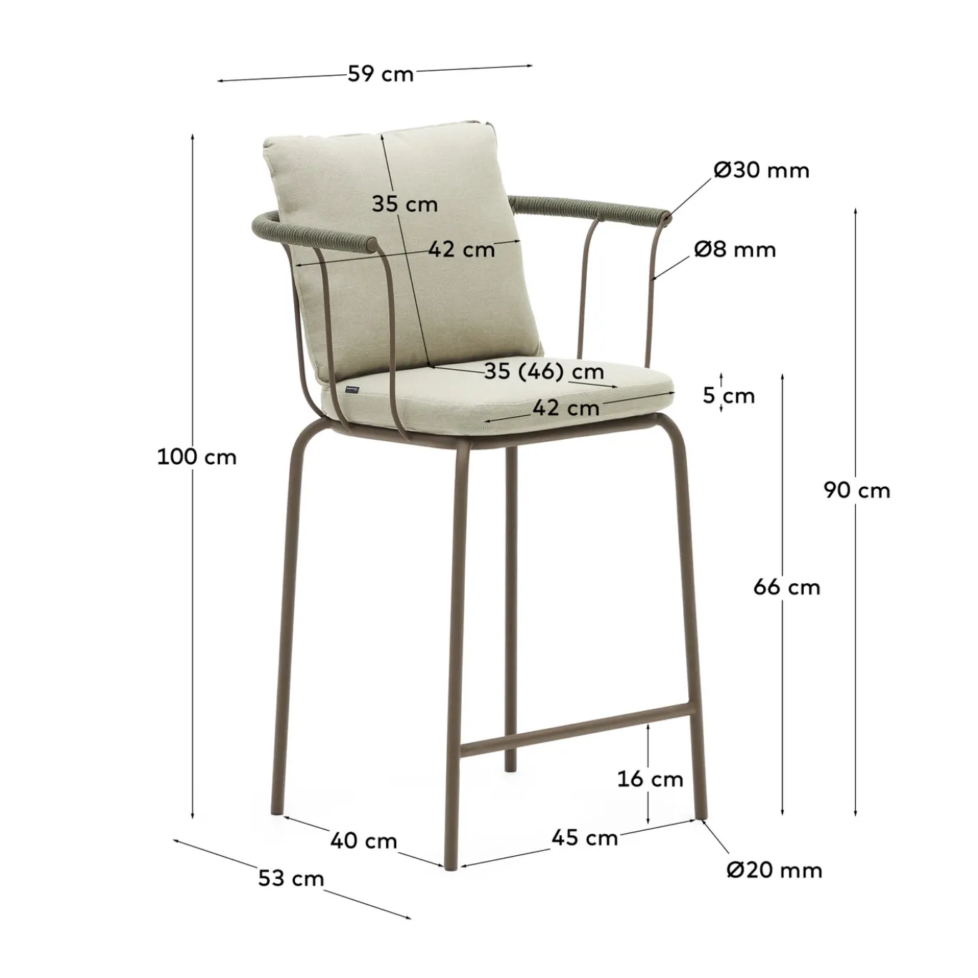 Kave Home Stapelbare Kruk Salguer Bruin 66cm