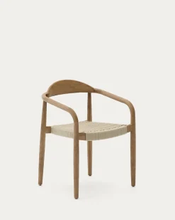 Kave Home Stapelbare Stoel Nina Acaciahout en Ecru Touw