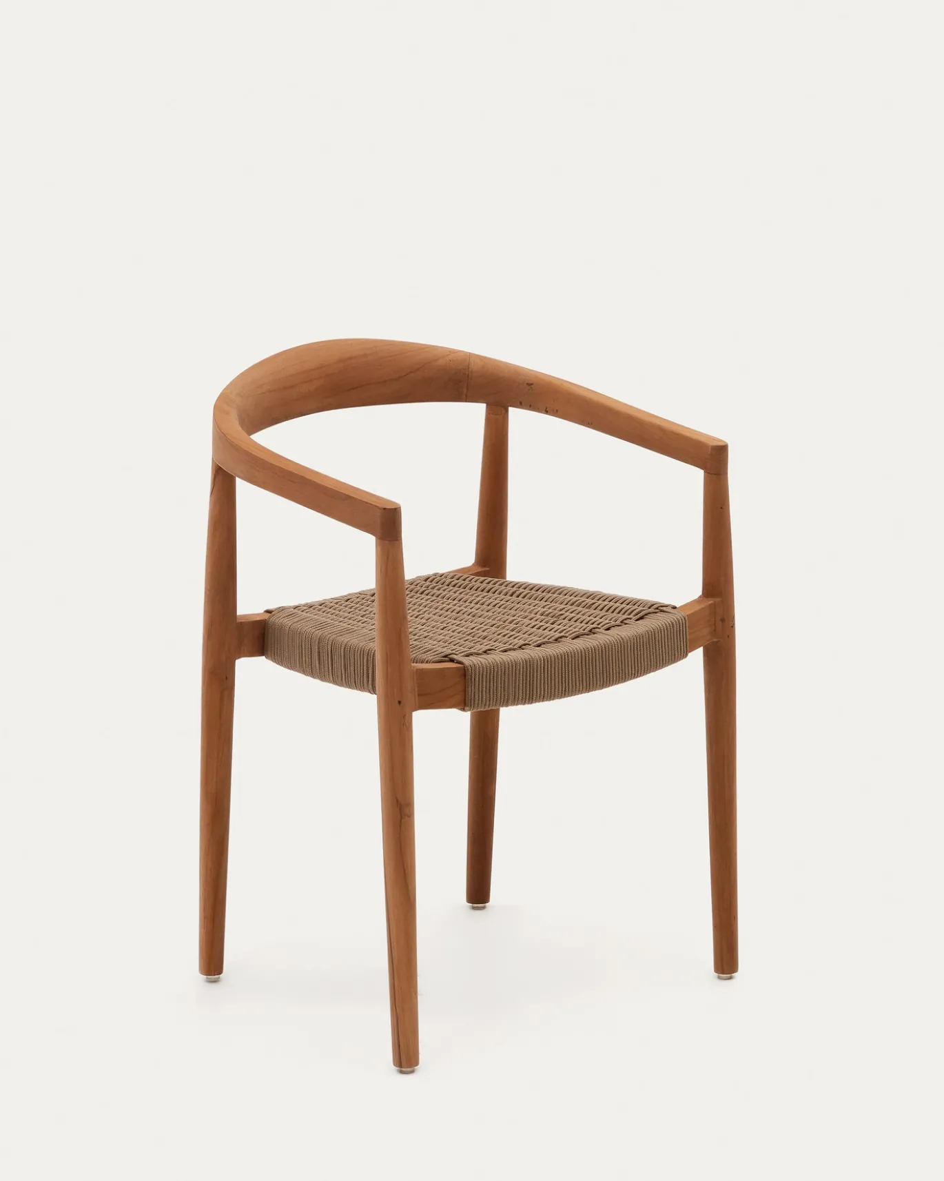 Kave Home Stapelbare Stoel Ydalia Massief Teakhout Naturel en Beige Touw