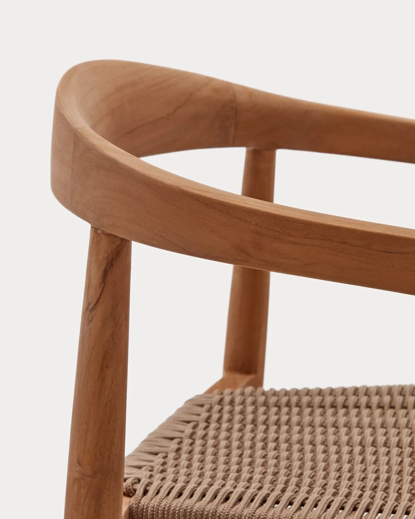 Kave Home Stapelbare Stoel Ydalia Massief Teakhout Naturel en Beige Touw