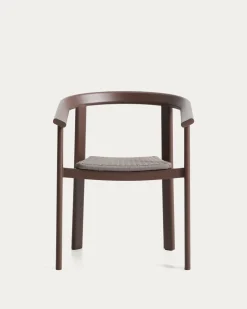 Kave Home Stapelbare Tuinstoel Erice Aluminium/Touw Donkerbruin