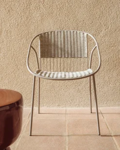 Kave Home Stapelbare Tuinstoel Atrani Staal/Touw Taupe