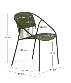 Kave Home Stapelbare Tuinstoel Atrani Staal/Touw Groen