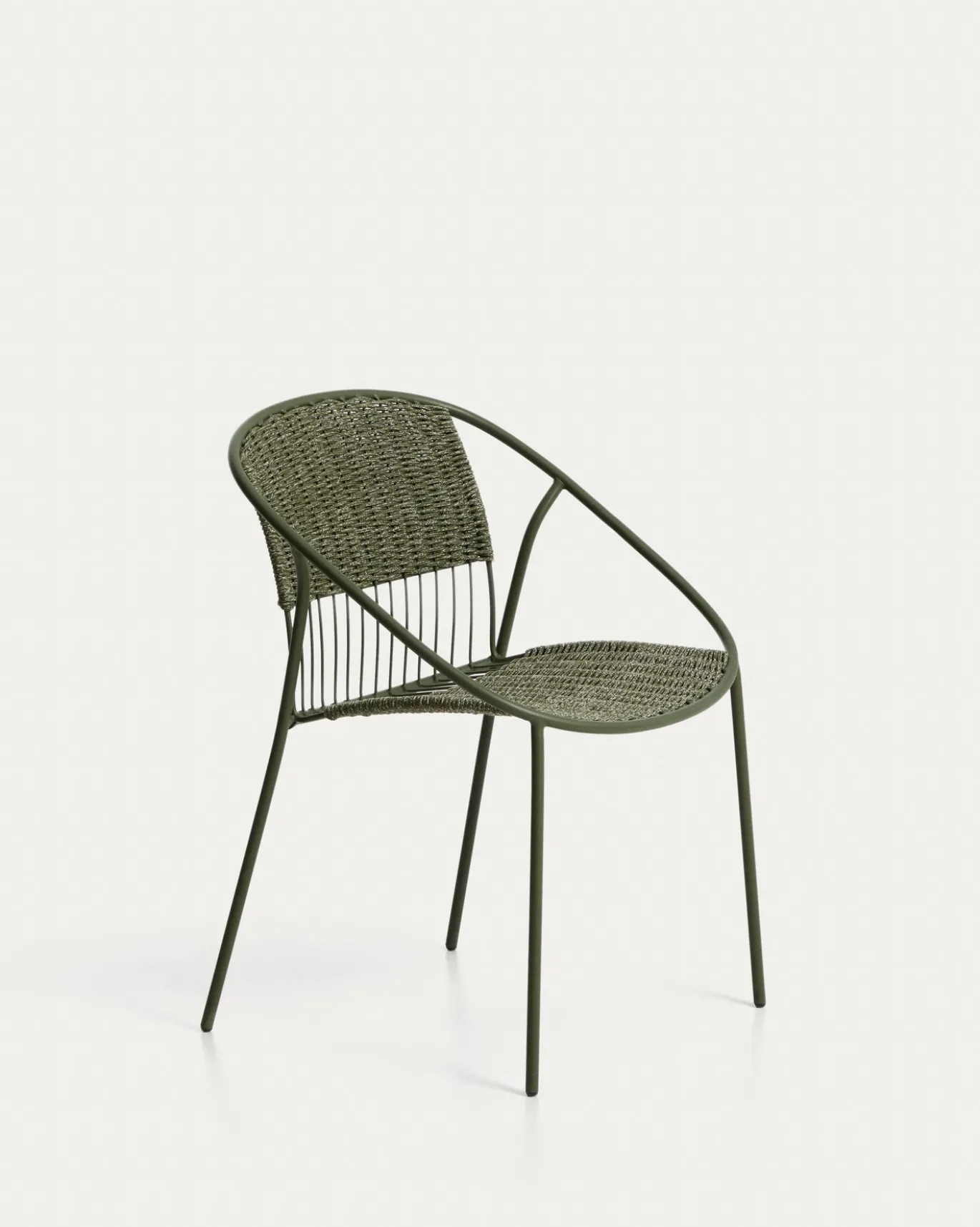 Kave Home Stapelbare Tuinstoel Atrani Staal/Touw Groen