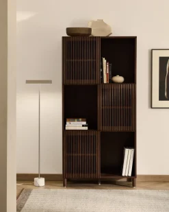 Kave Home Stellingkast Beyla Essenfineer Walnoot 84,5x170cm