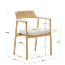 Kave Home Stoel Alocs Massief Eikenhout Naturel Beige
