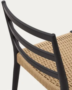 Kave Home Stoel Analy Massief Eikenhout Zwart