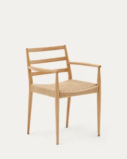 Kave Home Stoel Analy Met Armleuning Massief Eikenhout Naturel