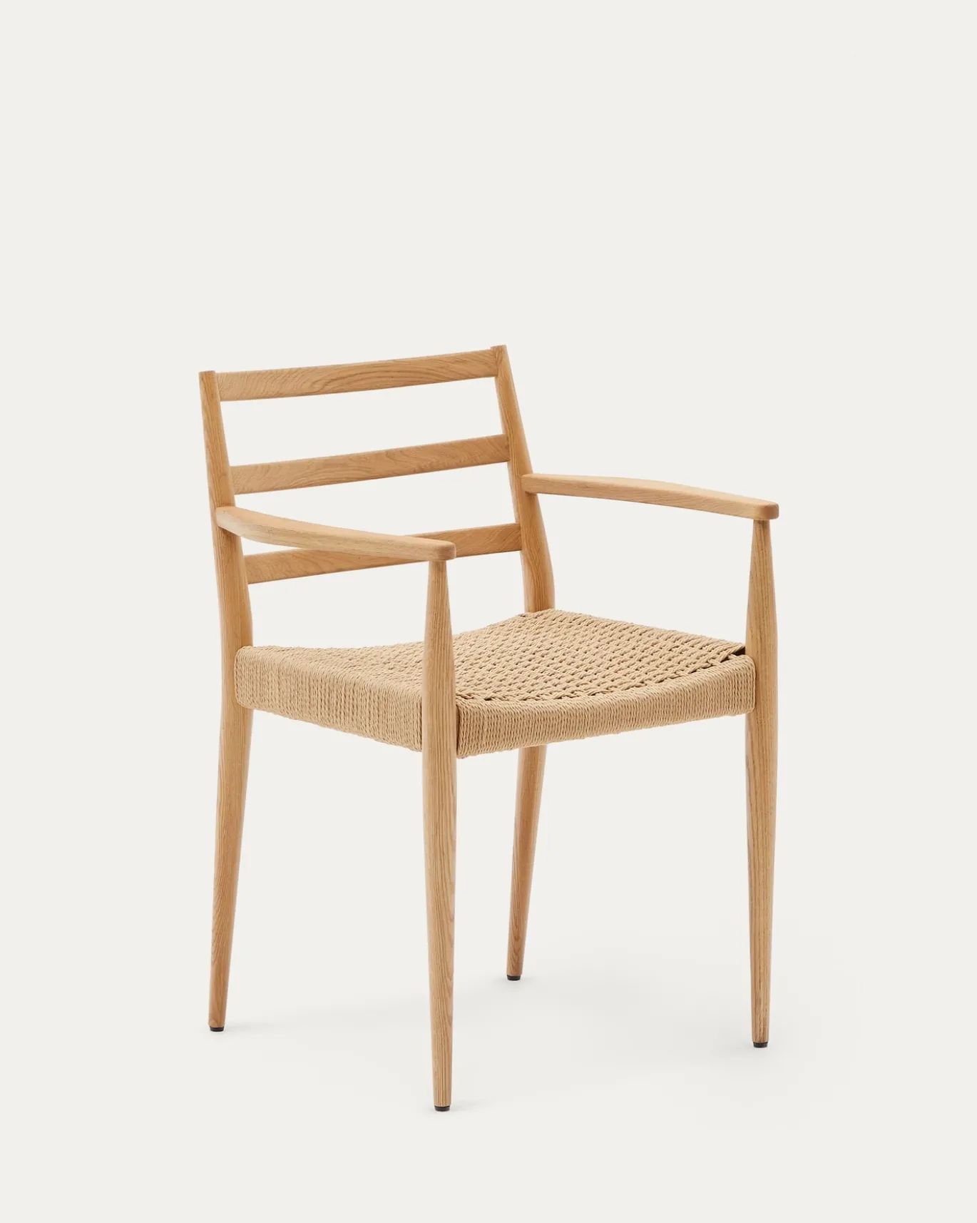 Kave Home Stoel Analy Met Armleuning Massief Eikenhout Naturel