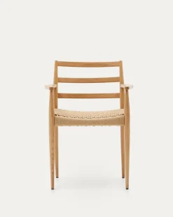 Kave Home Stoel Analy Met Armleuning Massief Eikenhout Naturel
