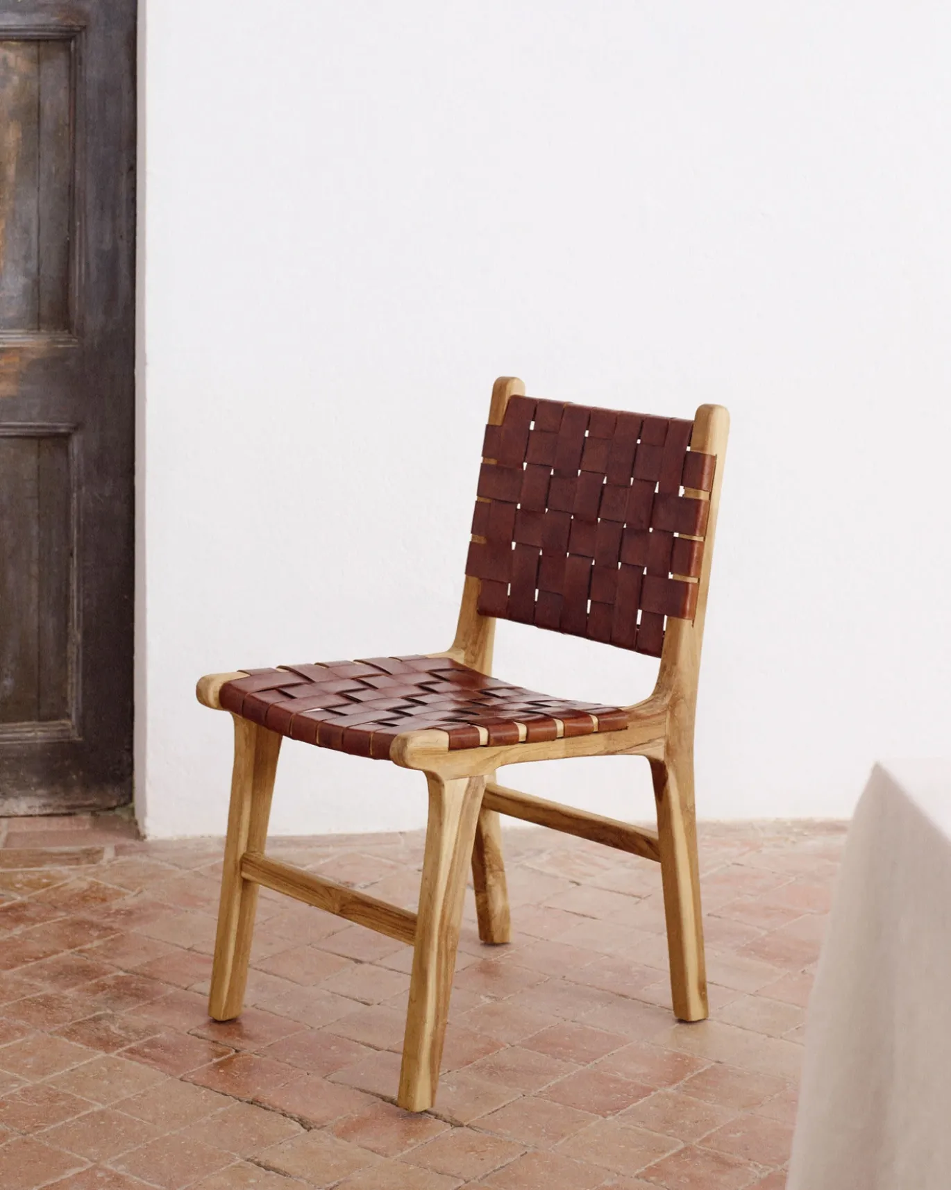 Kave Home Stoel Calixta Leer Bruin