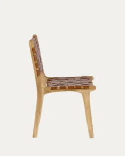 Kave Home Stoel Calixta Leer Bruin