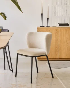 Kave Home Stoel Ciselia Beige Chenille