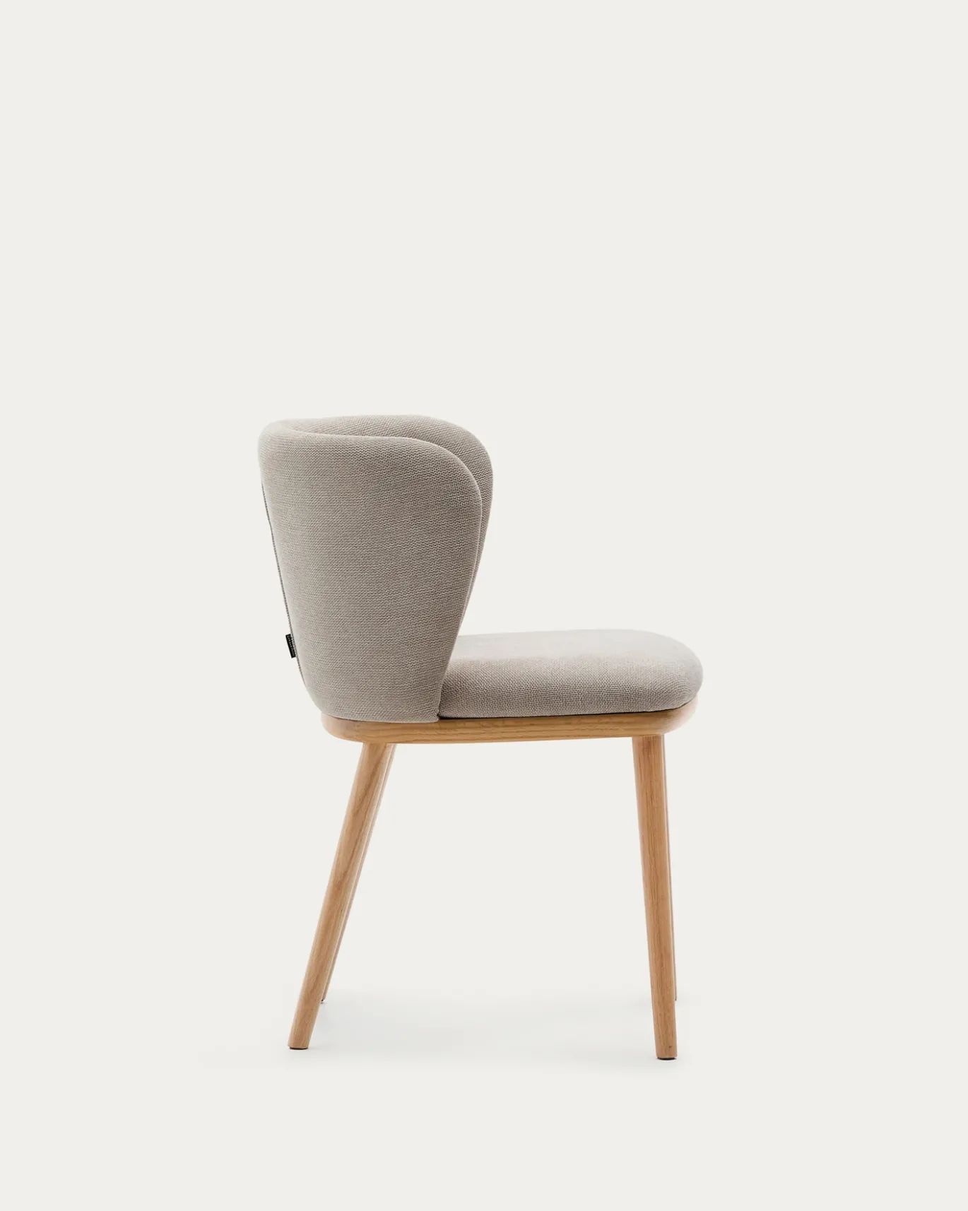 Kave Home Stoel Ciselia Bruin Chenille en Essenhout