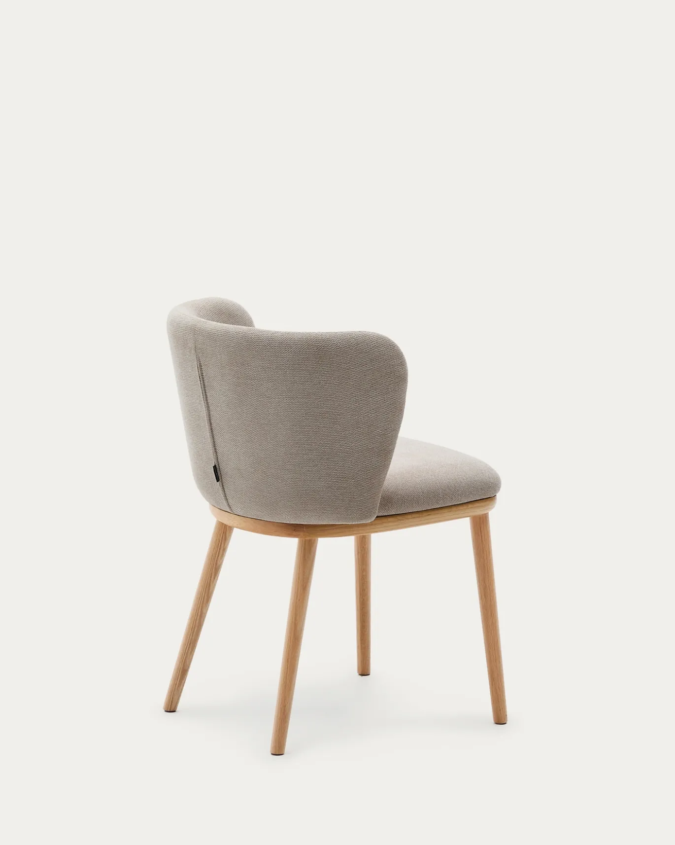 Kave Home Stoel Ciselia Bruin Chenille en Essenhout
