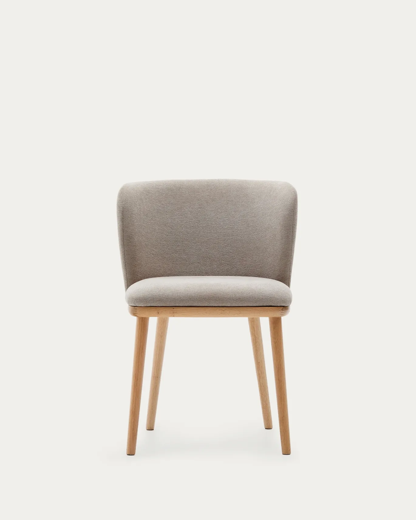Kave Home Stoel Ciselia Bruin Chenille en Essenhout
